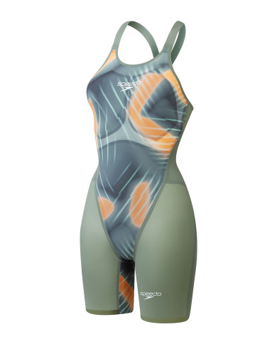 Speedo Fastskin LZR Pure Valor 2.0 Openback Kneeskin Yarış Mayosu Yeşil Turuncu