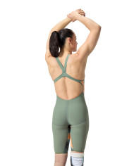 Speedo Fastskin LZR Pure Valor 2.0 Openback Kneeskin Yarış Mayosu Yeşil Turuncu