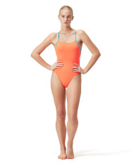 Speedo Solid Tieback Kadın Antrenman Mayosu Açık Kırmızı