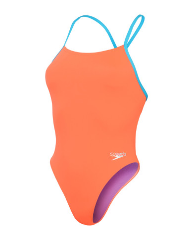 Speedo Solid Tieback Kadın Antrenman Mayosu Açık Kırmızı