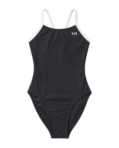 TYR Kız Çocuk Cutoutfit Antrenman Mayosu Hexa Siyah Beyaz