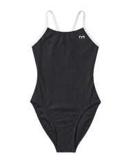 TYR Kız Çocuk Cutoutfit Antrenman Mayosu Hexa Siyah Beyaz