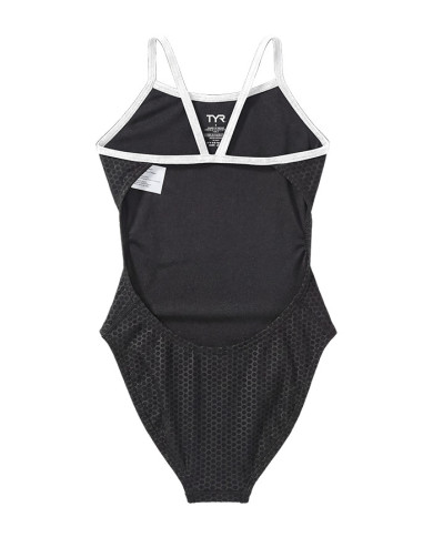 TYR Kız Çocuk Cutoutfit Antrenman Mayosu Hexa Siyah Beyaz