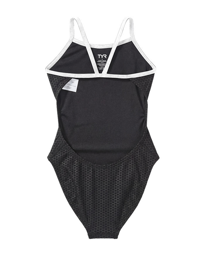 TYR Kız Çocuk Cutoutfit Antrenman Mayosu Hexa Siyah Beyaz