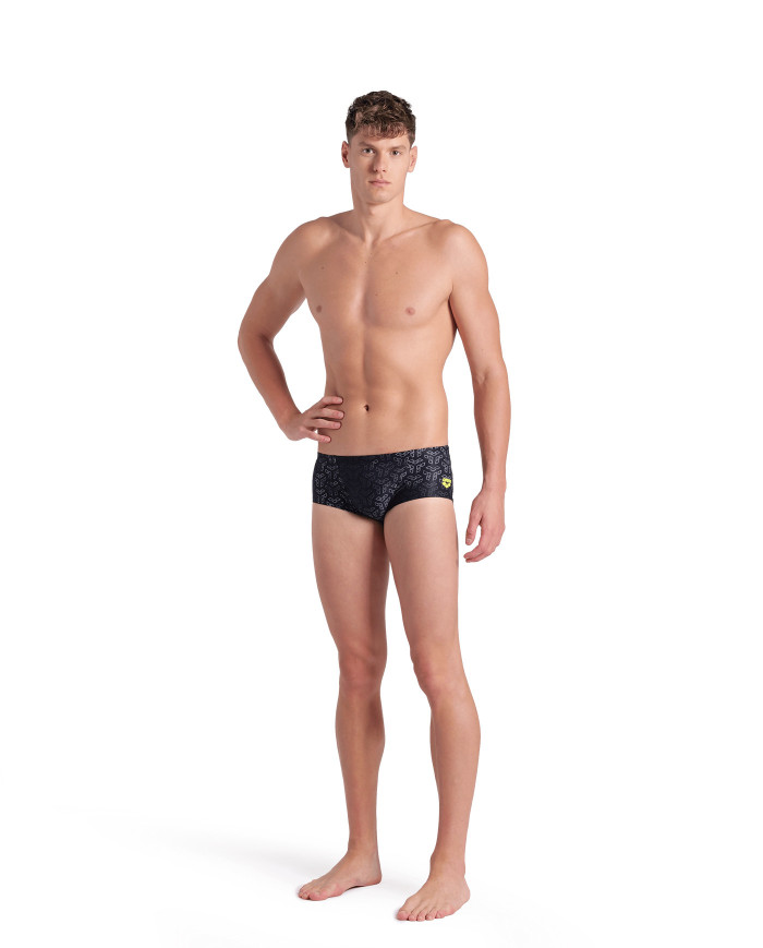 Arena Monogram Low Waist Erkek Antrenman Mayosu Siyah Multi