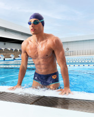 Arena One Big Logo Low Waist Erkek Antrenman Mayosu Lacivert Mavi