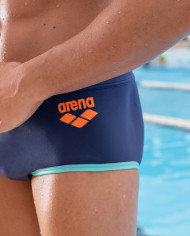 Arena One Big Logo Low Waist Erkek Antrenman Mayosu Lacivert Mavi