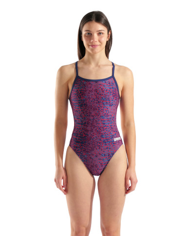 Arena Snake Skin Challenge Kadın Antrenman Mayosu Lacivert Kırmızı Beyaz