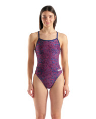 Arena Snake Skin Challenge Kadın Antrenman Mayosu Lacivert Kırmızı Beyaz