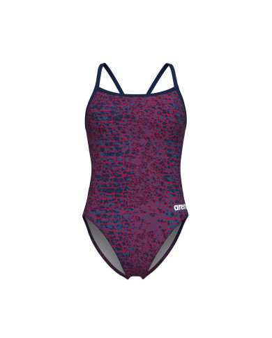 Arena Snake Skin Challenge Kadın Antrenman Mayosu Lacivert Kırmızı Beyaz