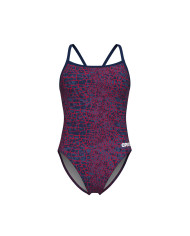 Arena Snake Skin Challenge Kadın Antrenman Mayosu Lacivert Kırmızı Beyaz