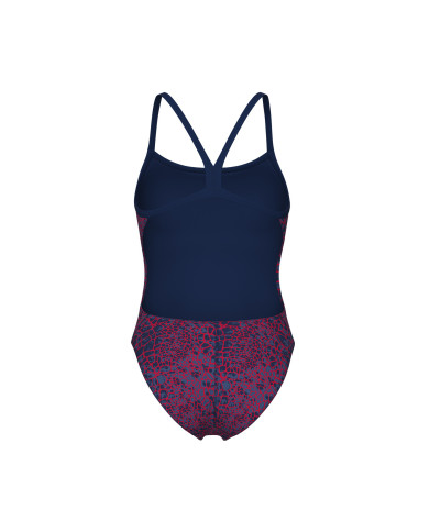 Arena Snake Skin Challenge Kadın Antrenman Mayosu Lacivert Kırmızı Beyaz