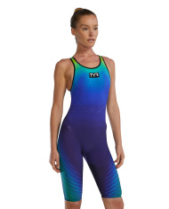 TYR Kadın Yarış Mayosu Venzo Phantom Open Back Royal Lime Black