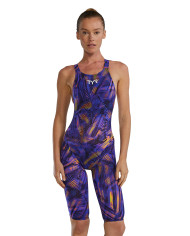 TYR Kadın Yarış Mayosu Avictor Open Back Hel Purple Gold