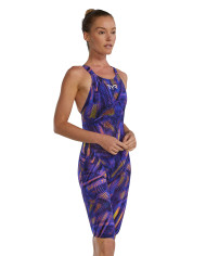 TYR Kadın Yarış Mayosu Avictor Open Back Hel Purple Gold