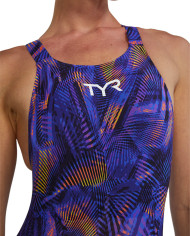 TYR Kadın Yarış Mayosu Avictor Open Back Hel Purple Gold