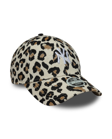 New Era 9FORTY New York Yankees Leopar Desenli Kahverengi Kadın Şapka