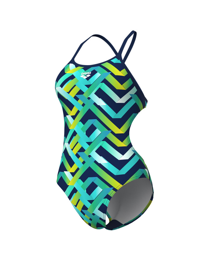 Arena Texture Tie Back Kadın Antrenman Mayosu Çok Renkli Lacivert