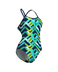 Arena Texture Tie Back Kadın Antrenman Mayosu Çok Renkli Lacivert