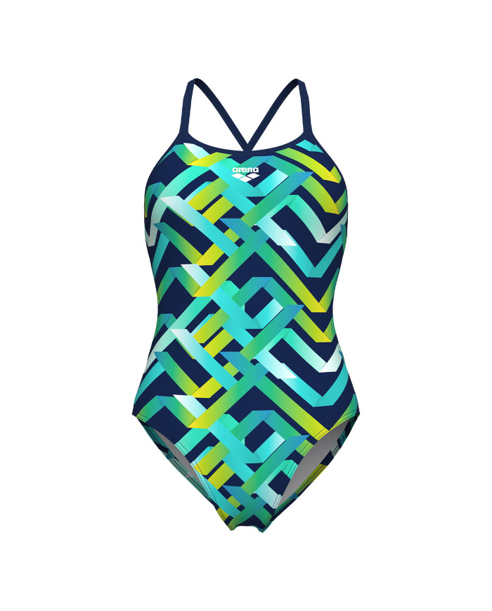 Arena Texture Tie Back Kadın Antrenman Mayosu Çok Renkli Lacivert