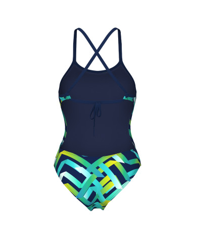 Arena Texture Tie Back Kadın Antrenman Mayosu Çok Renkli Lacivert