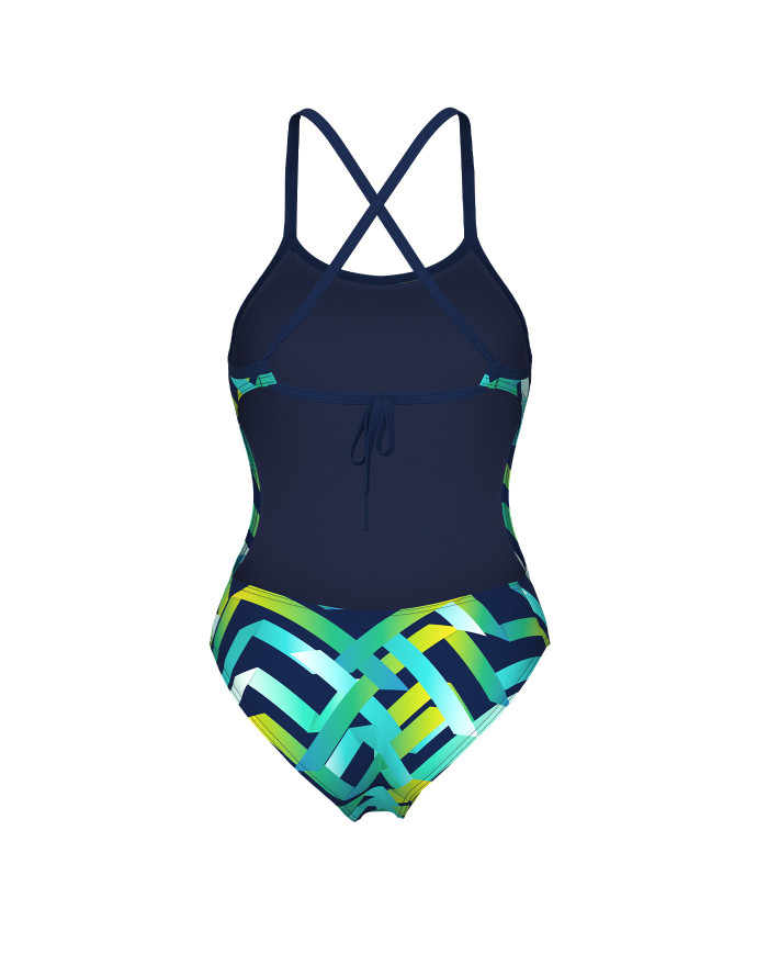 Arena Texture Tie Back Kadın Antrenman Mayosu Çok Renkli Lacivert