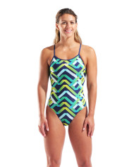 Arena Texture Tie Back Kadın Antrenman Mayosu Çok Renkli Lacivert