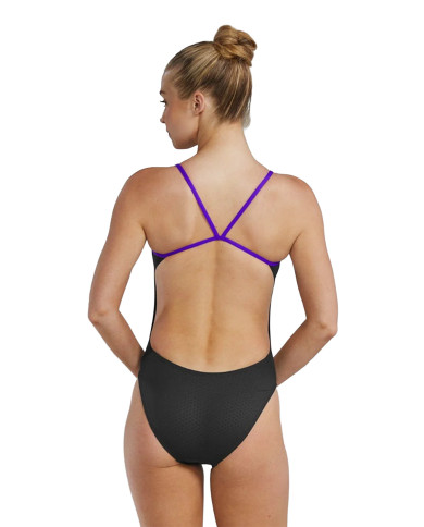 TYR Kadın Cutoutfit Antrenman Mayosu Hexa Siyah Mor