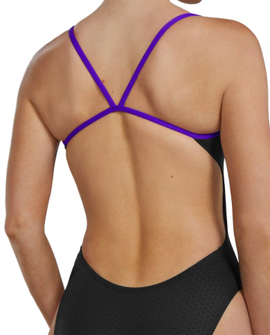 TYR Kadın Cutoutfit Antrenman Mayosu Hexa Siyah Mor