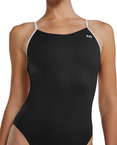 TYR Kadın Cutoutfit Antrenman Mayosu Hexa Siyah Beyaz