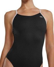 TYR Kadın Cutoutfit Antrenman Mayosu Hexa Siyah Beyaz