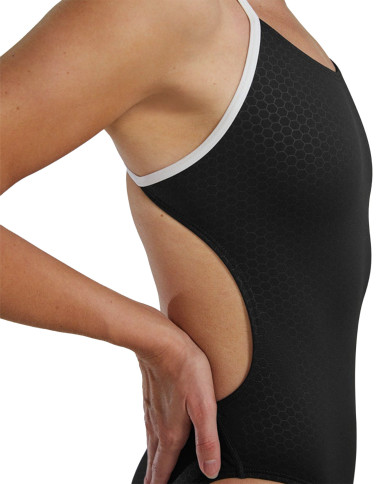 TYR Kadın Cutoutfit Antrenman Mayosu Hexa Siyah Beyaz