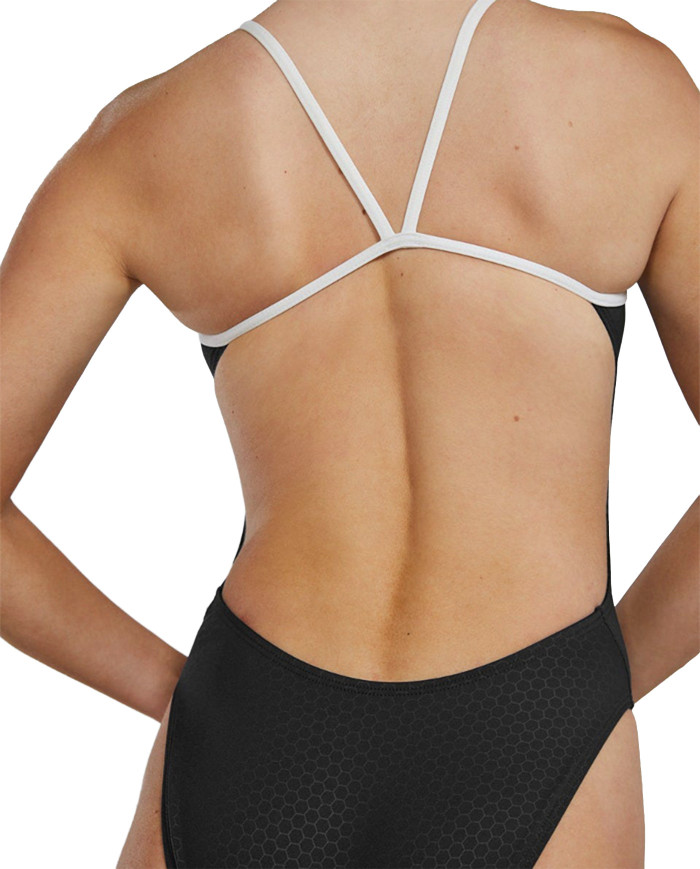 TYR Kadın Cutoutfit Antrenman Mayosu Hexa Siyah Beyaz