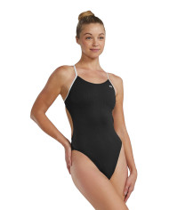 TYR Kadın Cutoutfit Antrenman Mayosu Hexa Siyah Beyaz