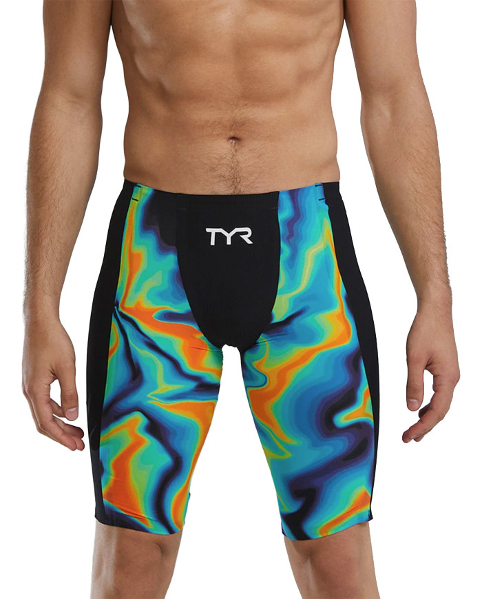 TYR Erkek Yarış Mayosu Shockwave Jammer Kızıl Turuncu Yeşil