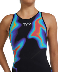 TYR Kadın Yarış Mayosu Venzo Açık Sırt Kızıl Kırmızı Turkuaz Mavi