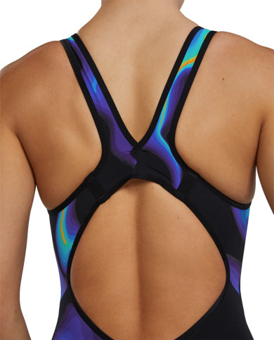 TYR Kadın Yarış Mayosu Venzo Açık Sırt Kızıl Kırmızı Turkuaz Mavi