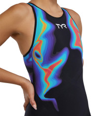 TYR Kadın Yarış Mayosu Venzo Açık Sırt Kızıl Kırmızı Turkuaz Mavi