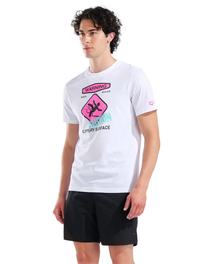 Arena Slippery Surface Print Beyaz T-Shirt