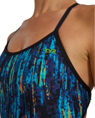 TYR Kadın Antrenman Mayosu Crosscut Tieback Aurora Blue Rainbow