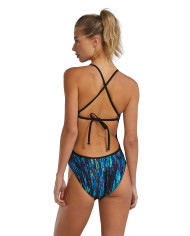 TYR Kadın Antrenman Mayosu Crosscut Tieback Aurora Blue Rainbow