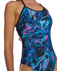TYR Kadın Antrenman Mayosu Crosscut Tieback Marmaris Blue Pink