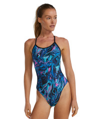 TYR Kadın Antrenman Mayosu Crosscut Tieback Marmaris Blue Pink